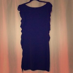 Black Dress with Side Ruffles